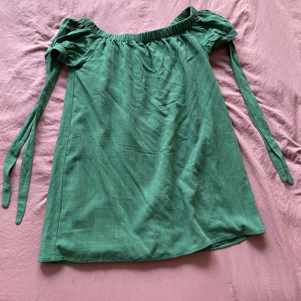 Green off the shoulder dress